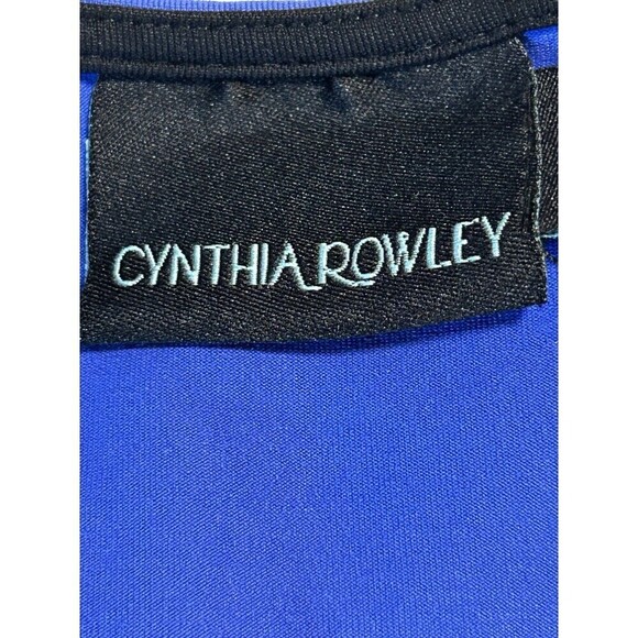 Cynthia Rowley Fit Flare Blue Dress Black Stretch Sleeveless Sz S Knee Length - Picture 6 of 10